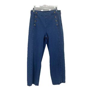 Old Navy High Rise Sky-Hi Wide Leg Jeans Sailor Nautical Sz 12